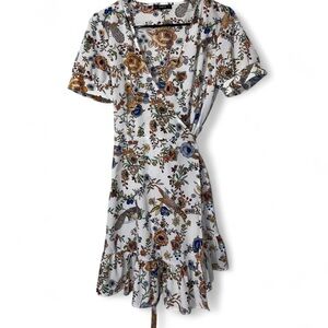 Boho Floral Tie-Waist Wrap Midi Dress